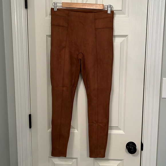 SPANX Pants - Spanx Women’s Rich Caramel Faux Suede High Waist Leggings Pants Sz Medium‎ Shape